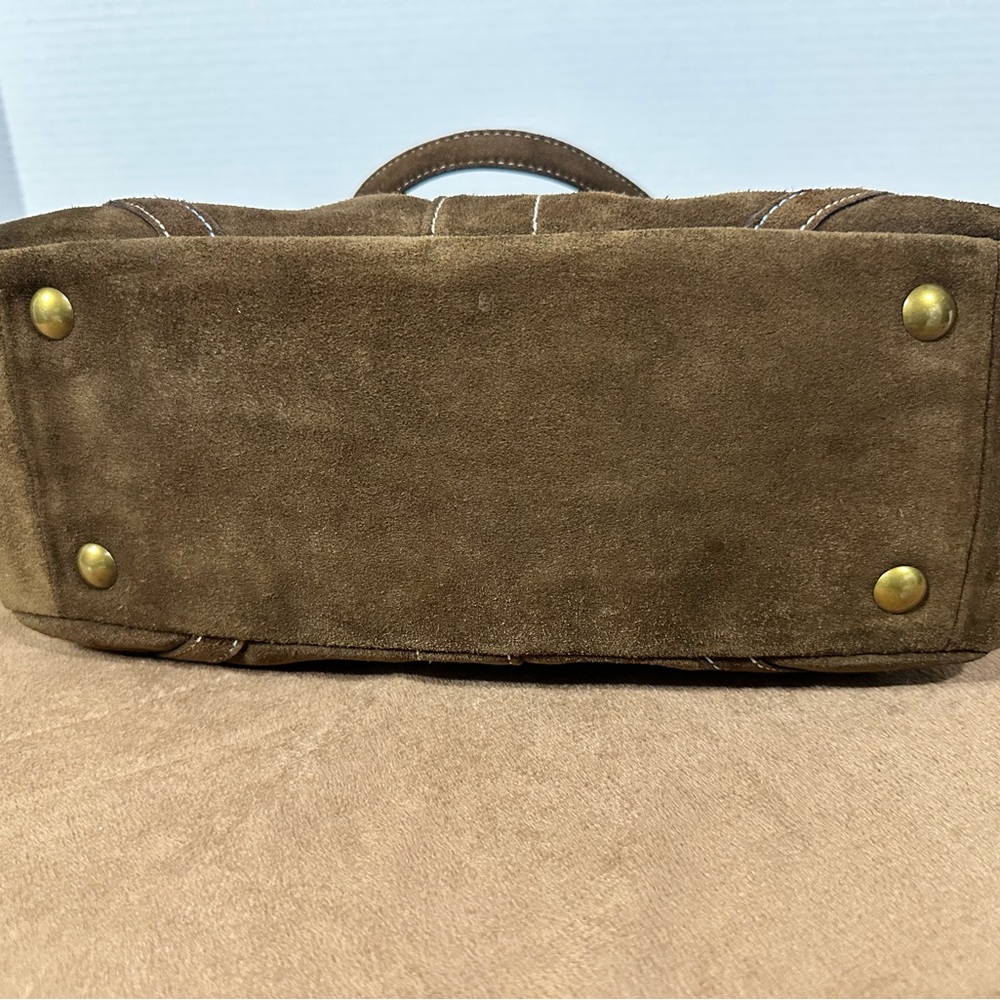 Coach Hampton Gallery Brown Suede Tote and Pouch - Picture 7 of 16